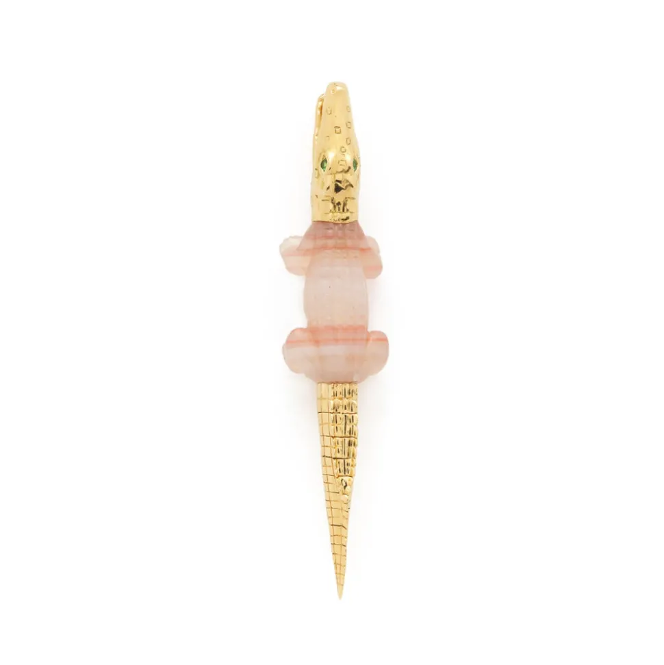 Agate Alligator Bite Earring