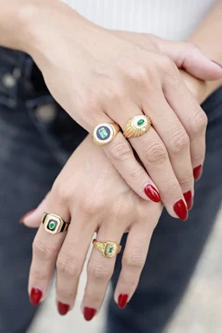 Alara Sunburst Emerald Ring