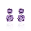 Amethyst Cushion Tiered Earrings
