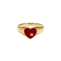 Baby Chevalier Red Agate Heart Pinky Ring