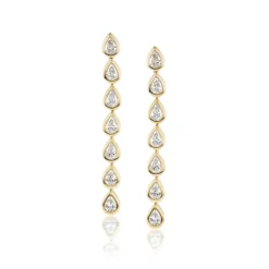 Bezel Set Pear Drop Earrings