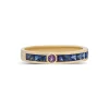 Blue Sapphire & Amethyst Mega Ray Stacker Ring