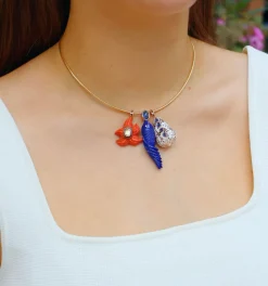 Carved Coral Starfish with Yellow Sapphire