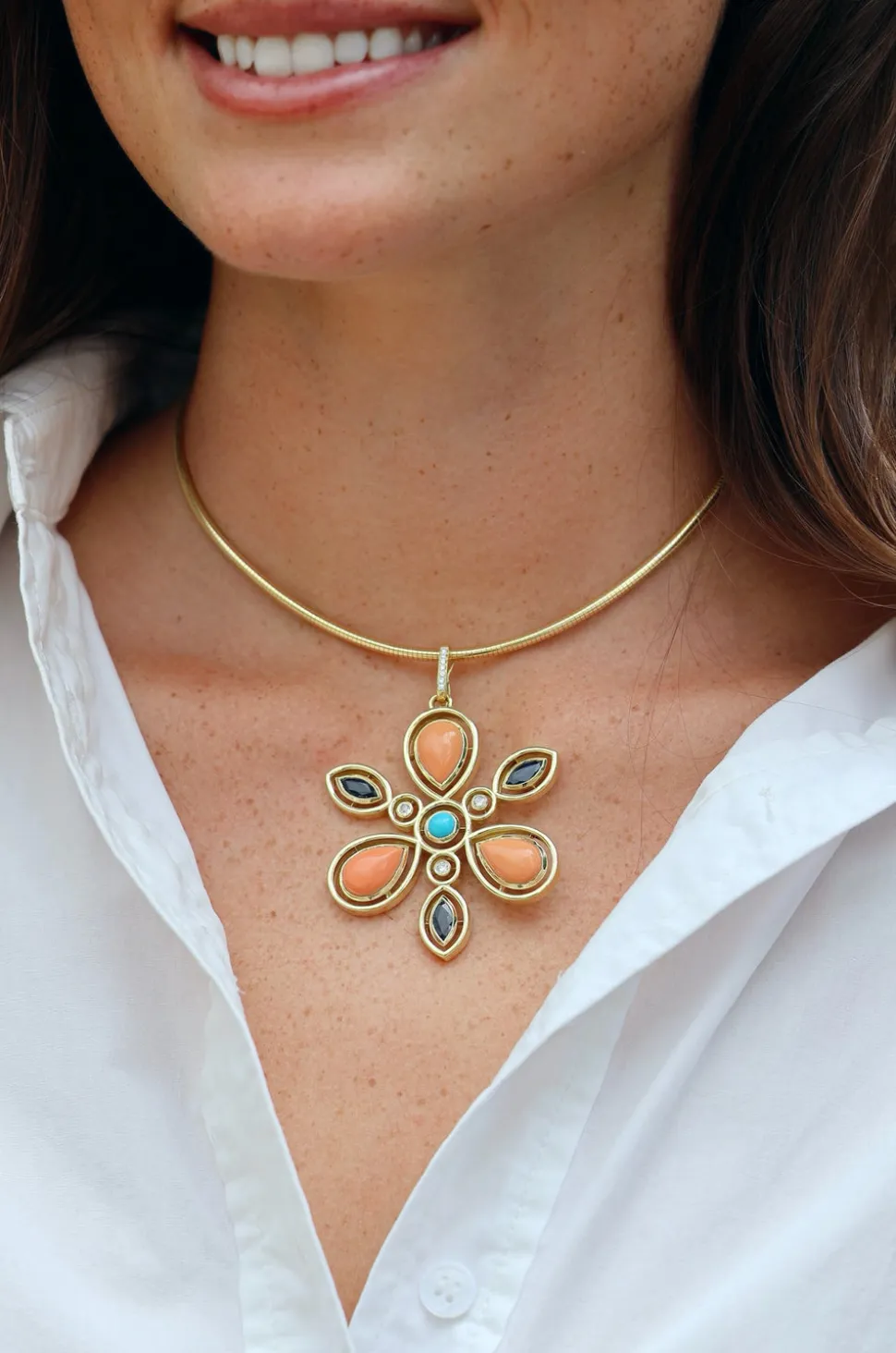 Coral Celtic Flower Pendant