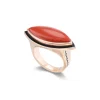 Coral Marquis Ring with Black Enamel