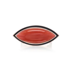 Coral Marquis Ring with Black Enamel