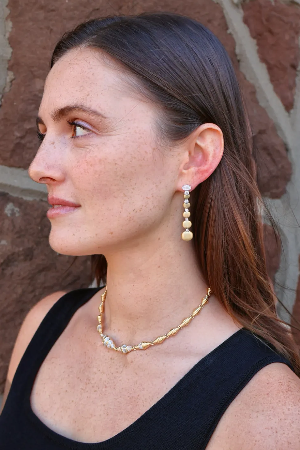 Diamond and Gold Drop Earrings