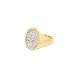 Diamond Oval Chevaliere Ring