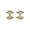 Double Fan Gold Earrings