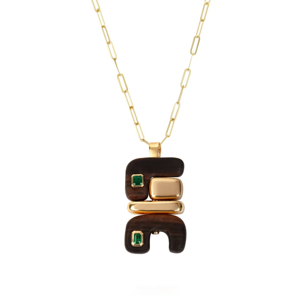 Earth Totem Pendant with Emeralds