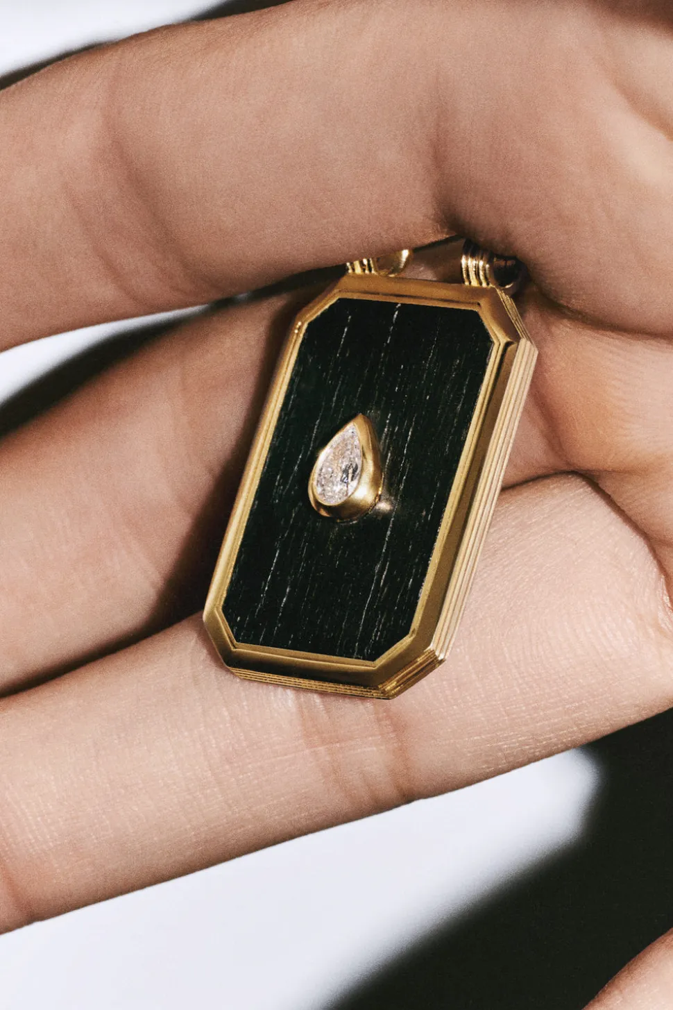 Ebony Scapular with Pear Diamond