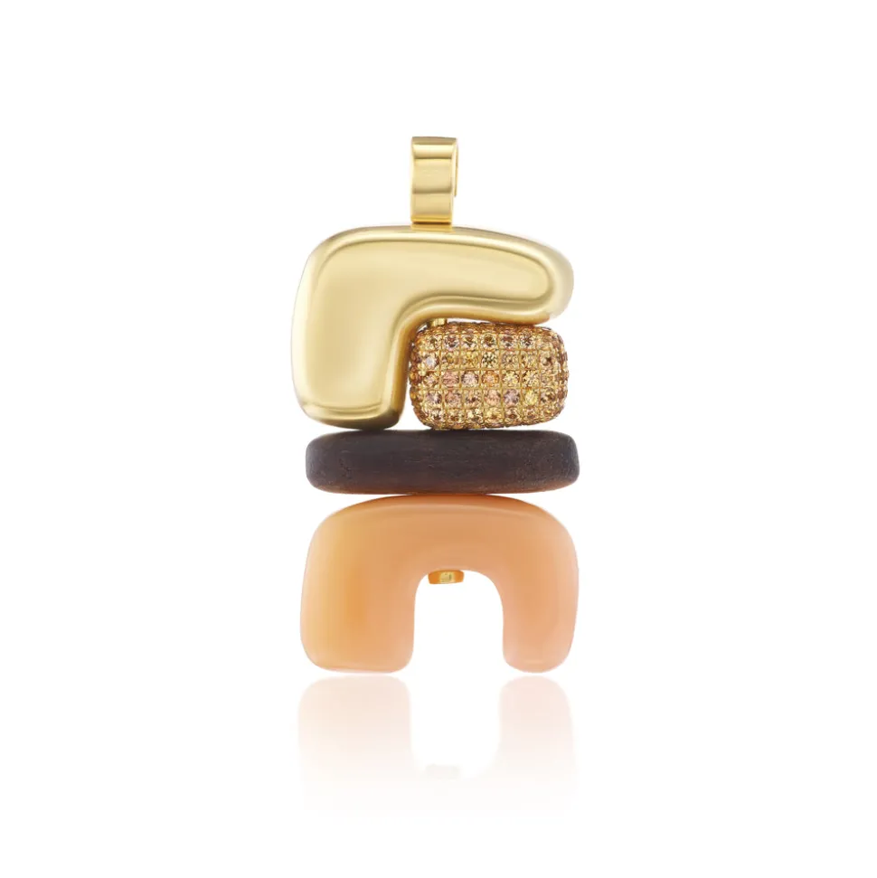 Fire Totem Pendant with Brown Diamonds