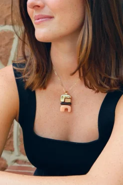 Fire Totem Pendant with Brown Diamonds