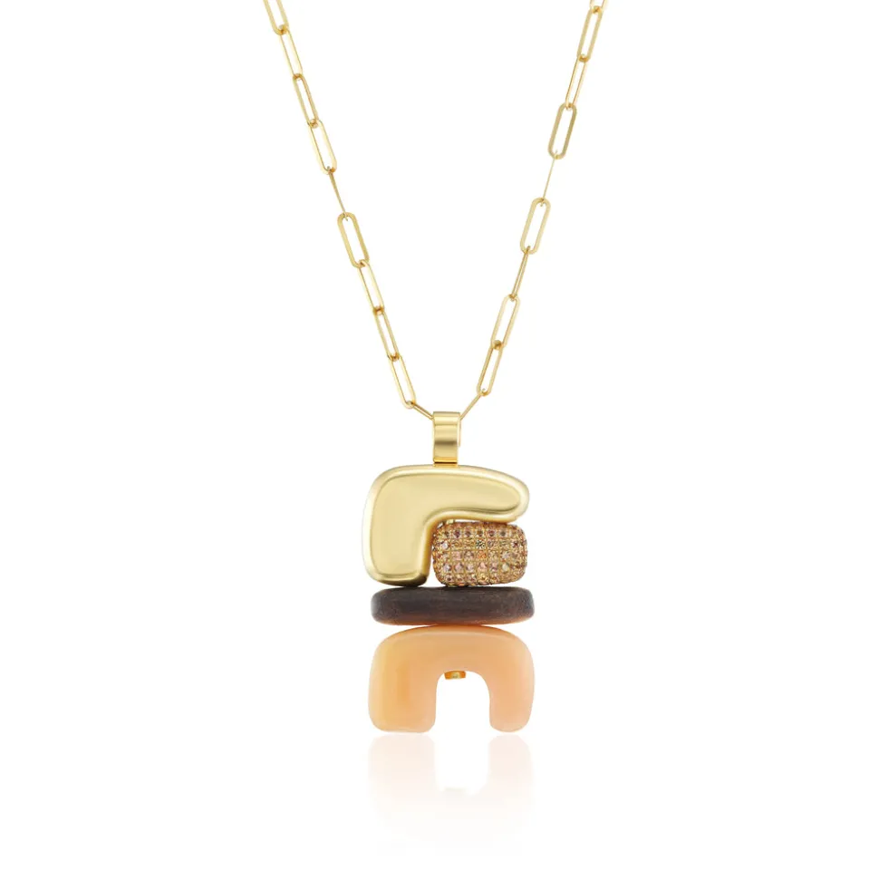 Fire Totem Pendant with Brown Diamonds