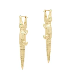 Gold Alligator Bite Earring & Pendant
