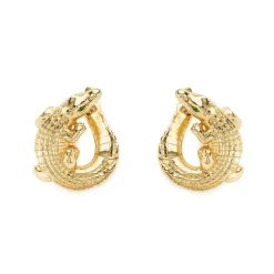 Gold Alligator Twist Earrings