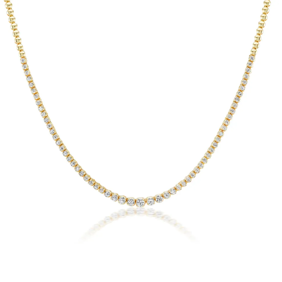 Graduated Half Diamond Riviera Necklace