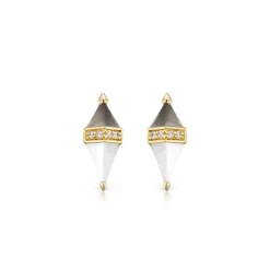 Grey Moonstone and White Onyx Pietra Studs