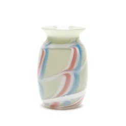 Grey Vase with White/Pink/Sky Blue Swirls