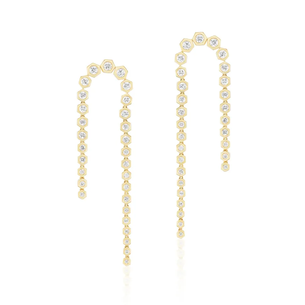Hex Double Drop Diamond Earrings