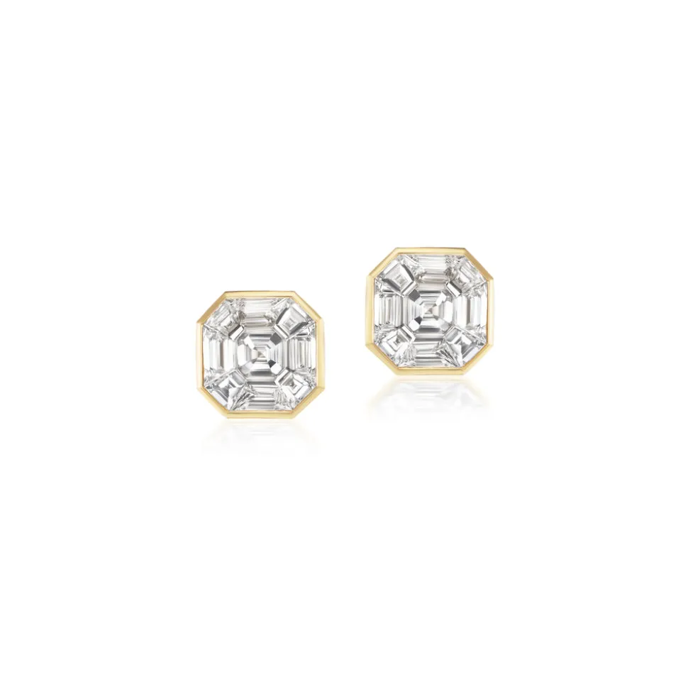 Illusion Asscher Cut Diamond Studs