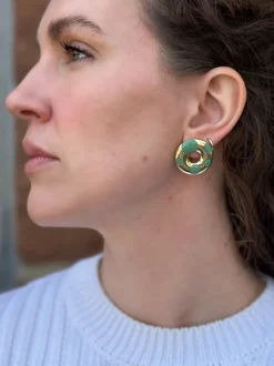 Large Polka Dot XO Earrings in Green Turquoise