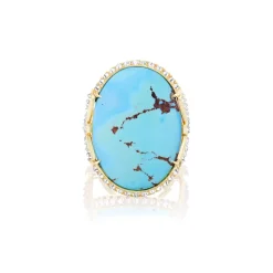 Lavender Turquoise Ring with Diamond Border