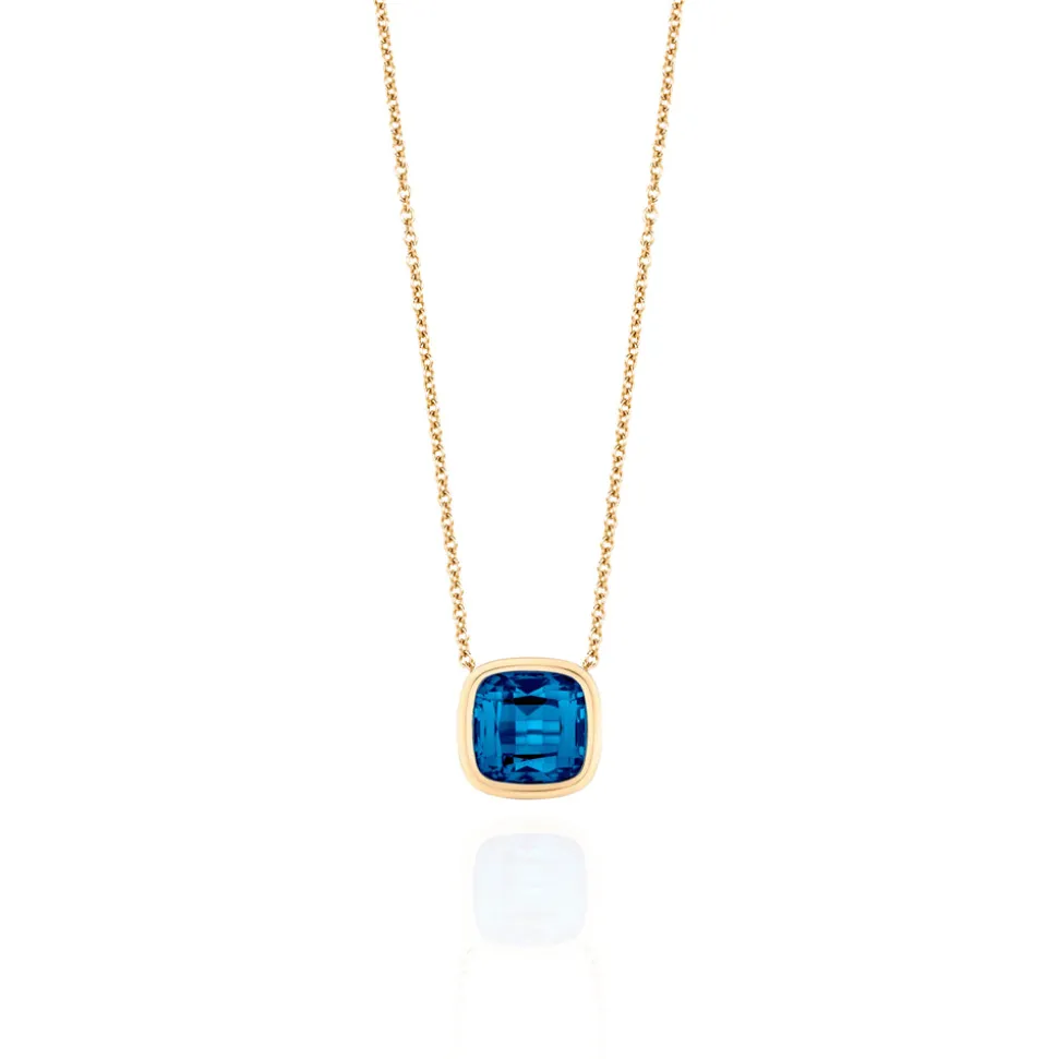 London Blue Topaz Cushion Pendant Necklace