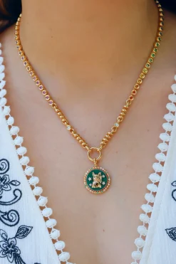 Malachite Lucky Pup Charm