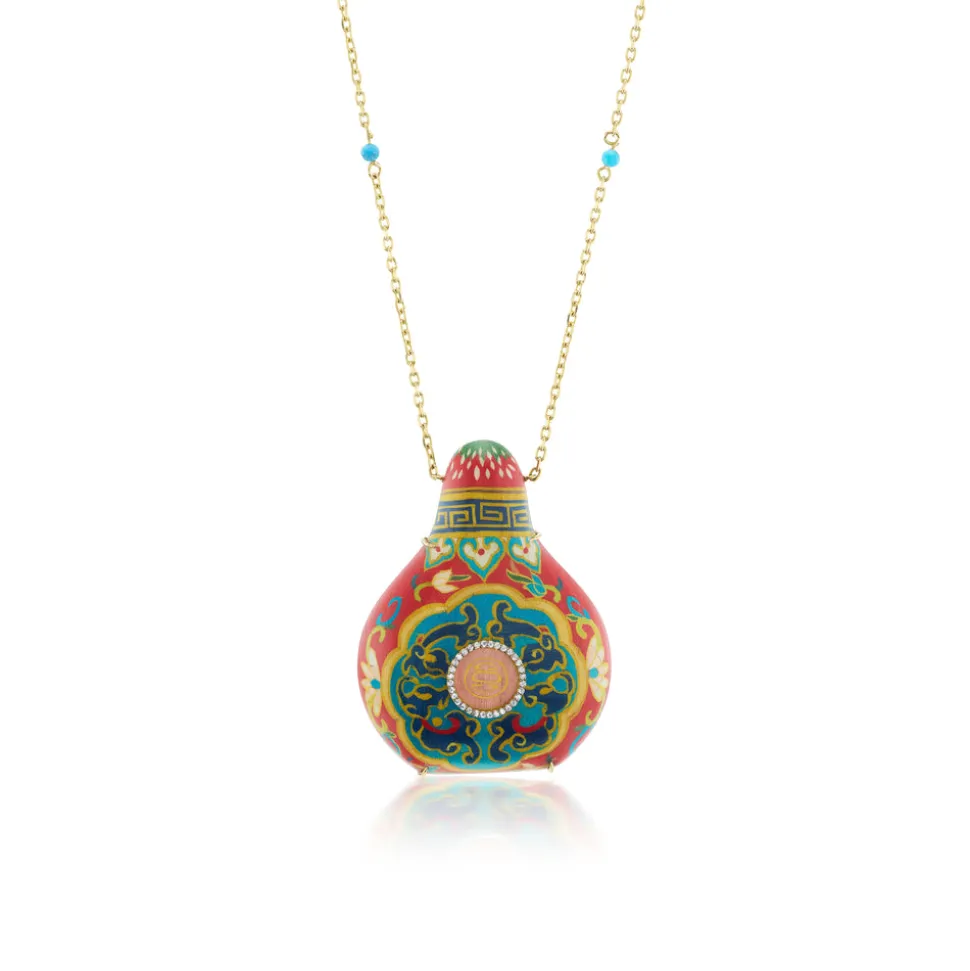 Marquetry Red Amphora Necklace