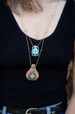 Marquetry Red Amphora Necklace