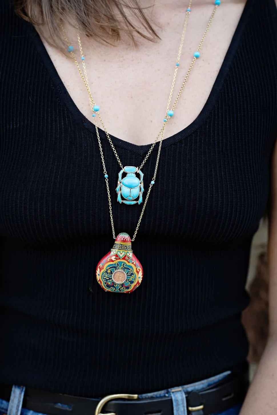 Marquetry Red Amphora Necklace