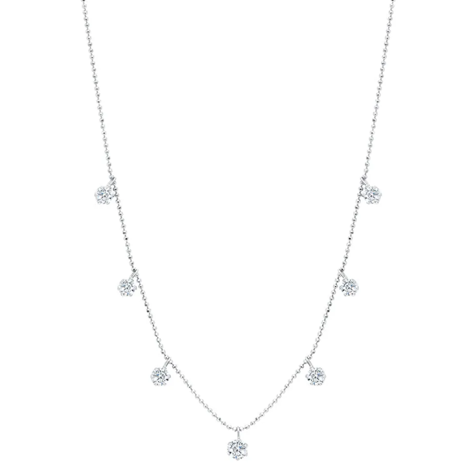 Medium Floating Diamond Necklace- White Gold