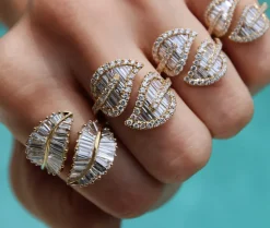 Medium Leaf Diamond Ring