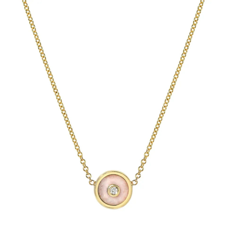 Mini Compass Pendant - Pink Opal