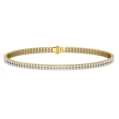 Mini Double Yellow Gold & Diamond Invisible Tennis Bracelet