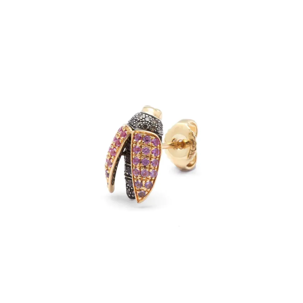 Mini Scarab Fly Stud Earring - Pink