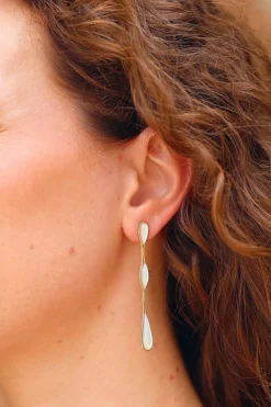 Mother of Pearl Fluid Stone Earrings