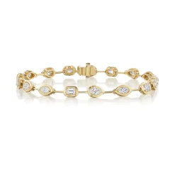 Multi-Shape Diamond Wire Bracelet