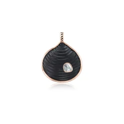 Onyx Carved Venus Shell with Polki Diamond Pendant