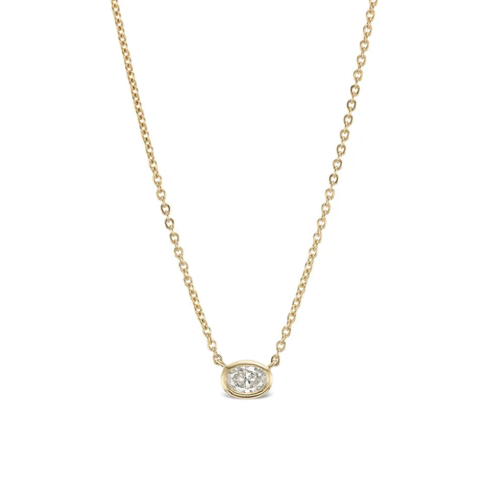 Oval Diamond Solitaire Pendant