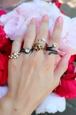 Oval Rock Crystal Vine Ring