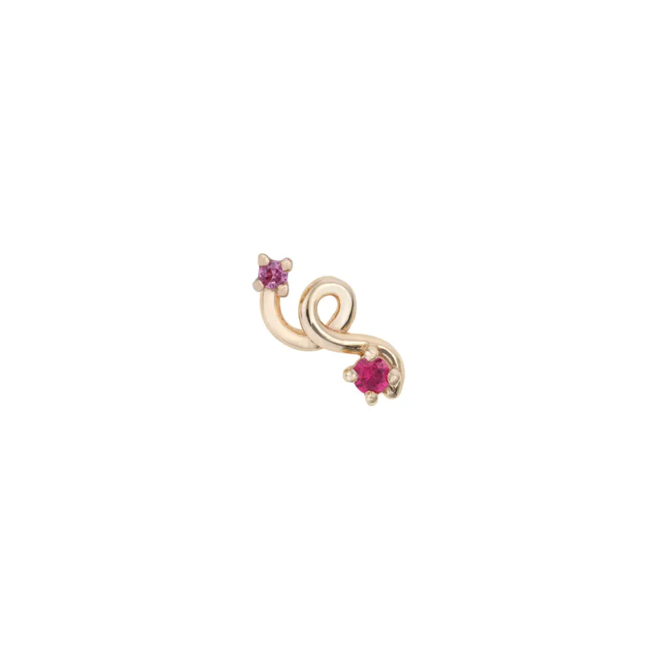 Pink Sapphire and Ruby Mini Loop Earring