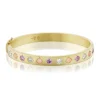 Pink Sapphire, Coral and Diamond Gypsy Bangle