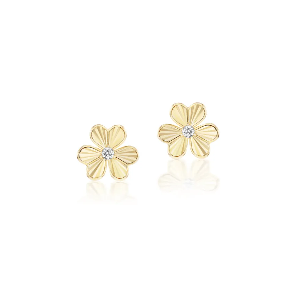 Pleated Diamond Flower Studs