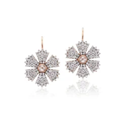 Rose Gold Diamond Flower Earrings