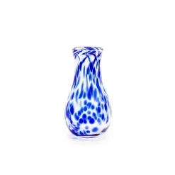 Royal Blue and Transparent Spotted Bud Vase