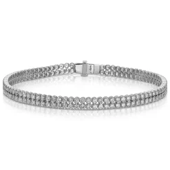Small Double White Gold & Diamond Invisible Tennis Bracelet