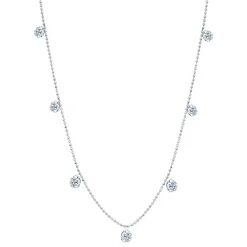 Small Floating Diamond Necklace - White Gold