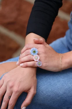 Small Island Pink Opal & Ethiopian Opal Flower Ring